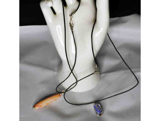 Leather Cord Necklaces with Pendants - Two - 16' Long