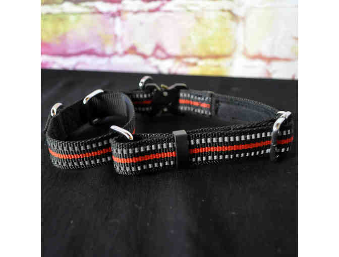 JIPIMON Martingale Dog Collar Reflective Nylon Collar - 1' - Black and Red