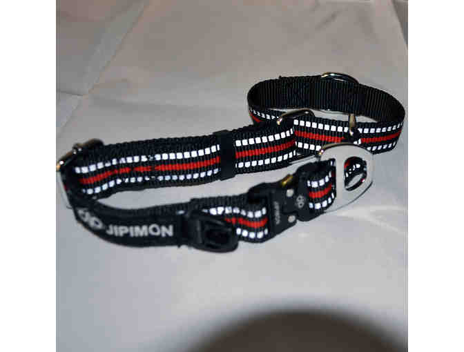 JIPIMON Martingale Dog Collar Reflective Nylon Collar - 1' - Black and Red