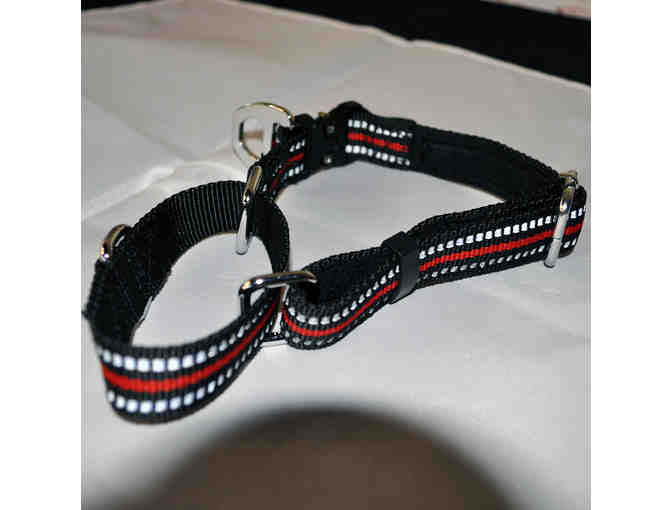 JIPIMON Martingale Dog Collar Reflective Nylon Collar - 1' - Black and Red