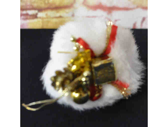 Santa Boot Holiday Ornament With Fake Fur