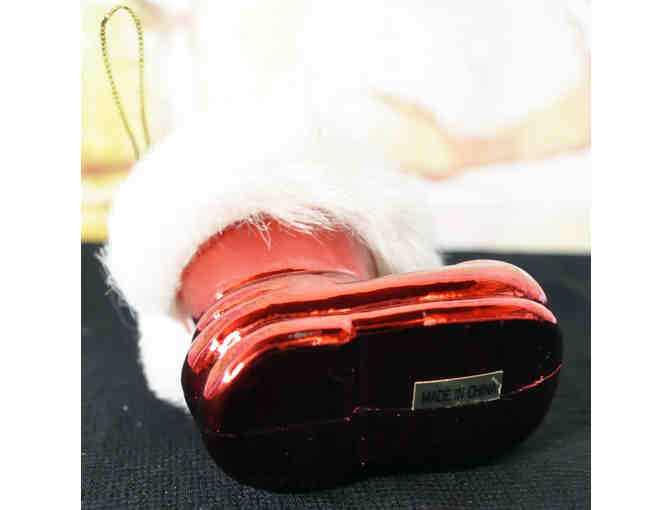 Santa Boot Holiday Ornament With Fake Fur