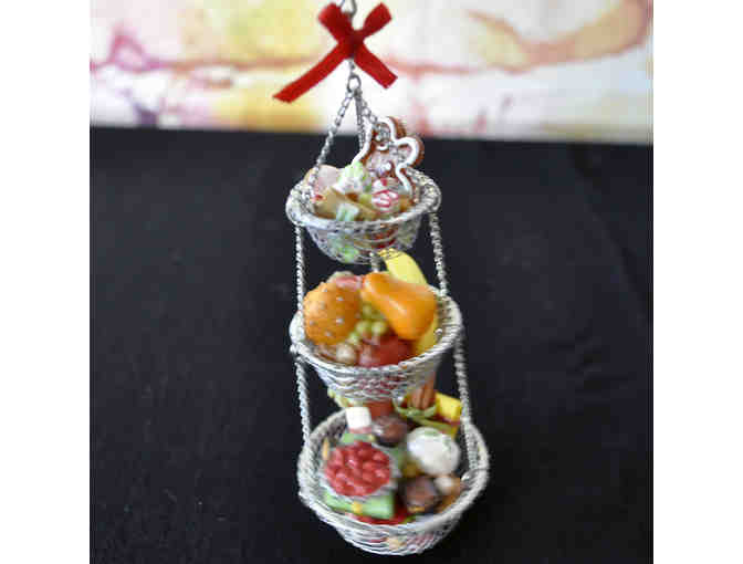 Three Layer Metal Baskets Ornament Filled With Resin Holiday Treats