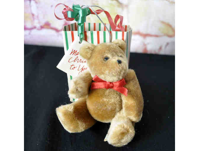 Vintage Eden Teddy Bear In A Gift Bag Christmas Ornament