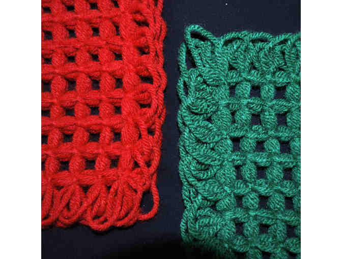 Woven Yarn Trivets (5) - Red And Green