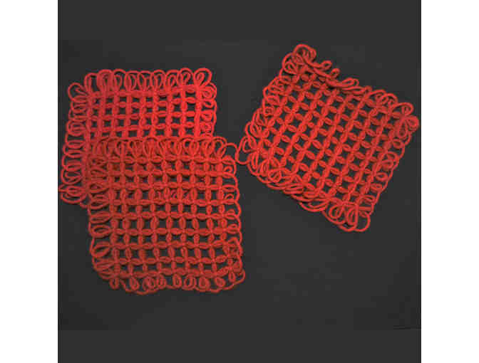 Woven Yarn Trivets (5) - Red And Green