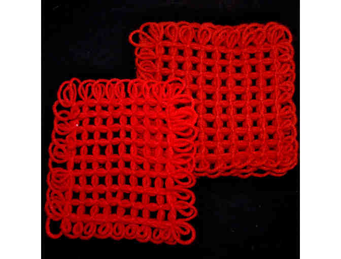 Woven Yarn Trivets (5) - Red And Green