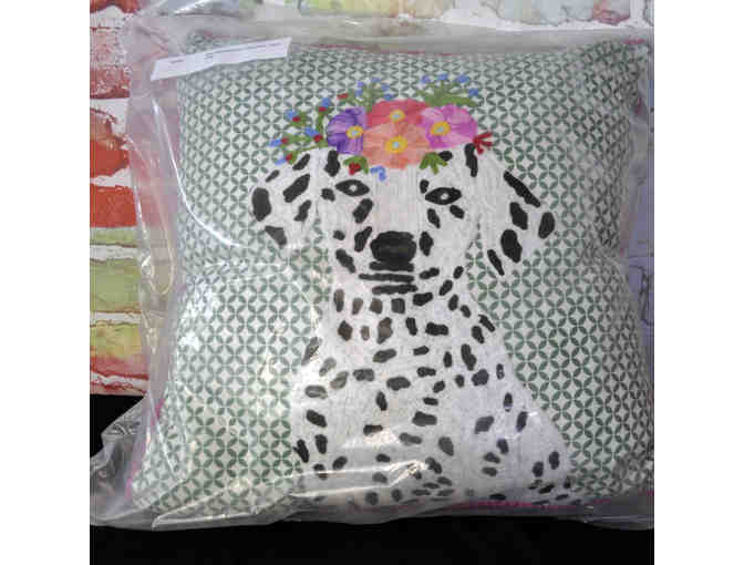 Green Dalmatian Cotton Throw Pillow - Karma Living