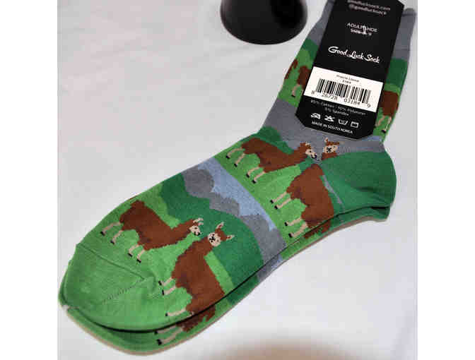Sox - Green with Prairie Llamas Design