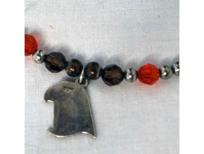 Vintage Bracelet with Silver and Crystal Beads and Falcon Pendant