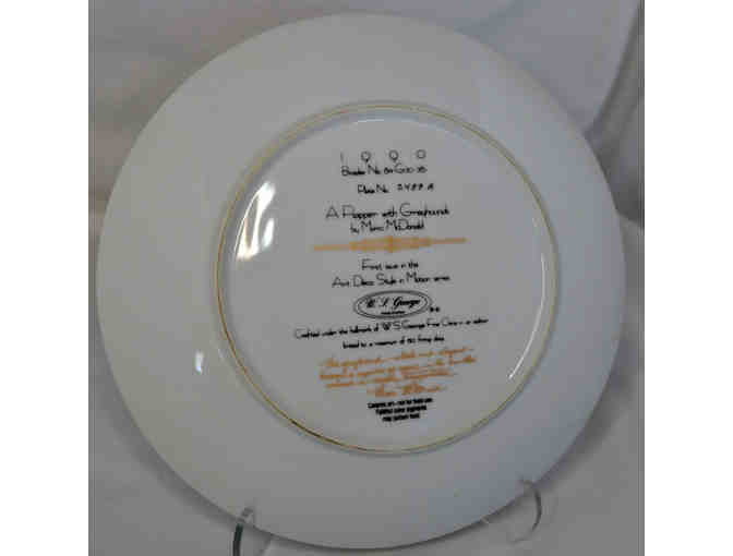 WS George Art Deco Plate: A Flapper with Greyhounds by Maria McDonald - 1990