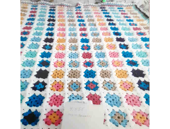 Handmade, Multi-Colored Crocheted Afghan - 55' x 41'
