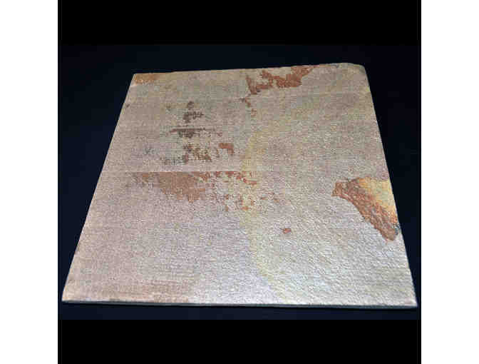 Heavy Stone Tile With Blue/Green Melted Glass Accent