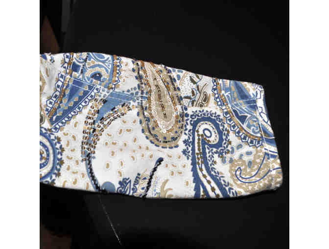 Chico's Women's Blue Paisley Shirt - Size 3 - 100% Cotton - Long Sleeve