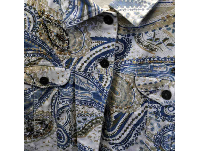 Chico's Women's Blue Paisley Shirt - Size 3 - 100% Cotton - Long Sleeve