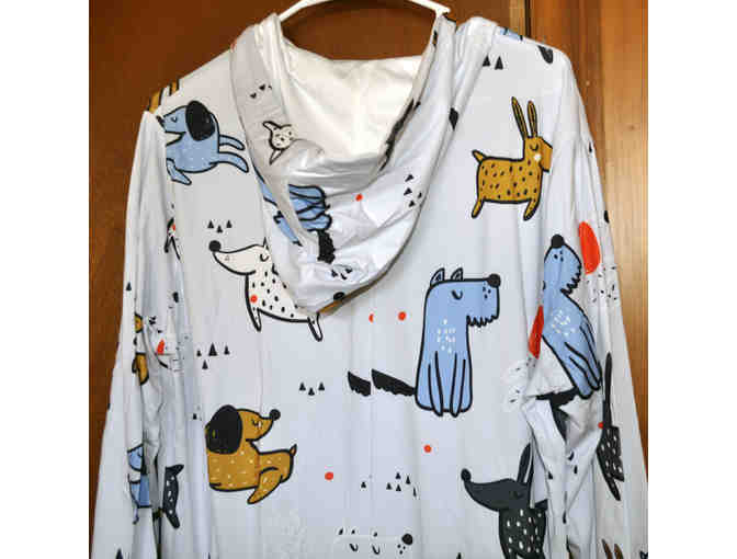Off-White & Blue Dogs Hooded Zip-Up One-Piece Pajama - XL - by PixieLady