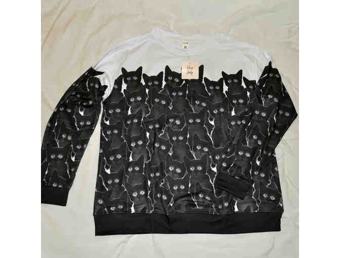 White & Black Cats Lightweight Crewneck Sweatshirt - by PixieLady
