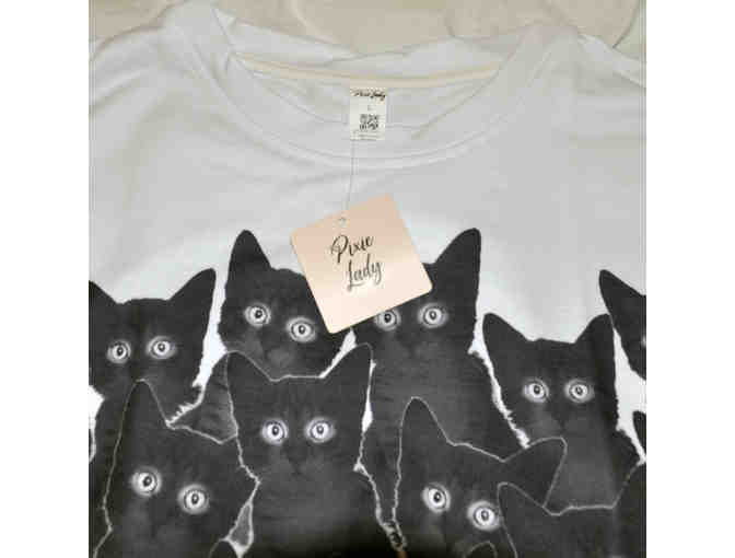 White & Black Cats Lightweight Crewneck Sweatshirt - by PixieLady