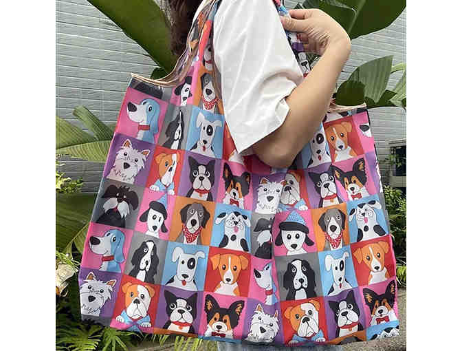 Adorable Dog Line-Up Market Tote - Lightweight & Foldable - Reusable, Large-Capacity Tote