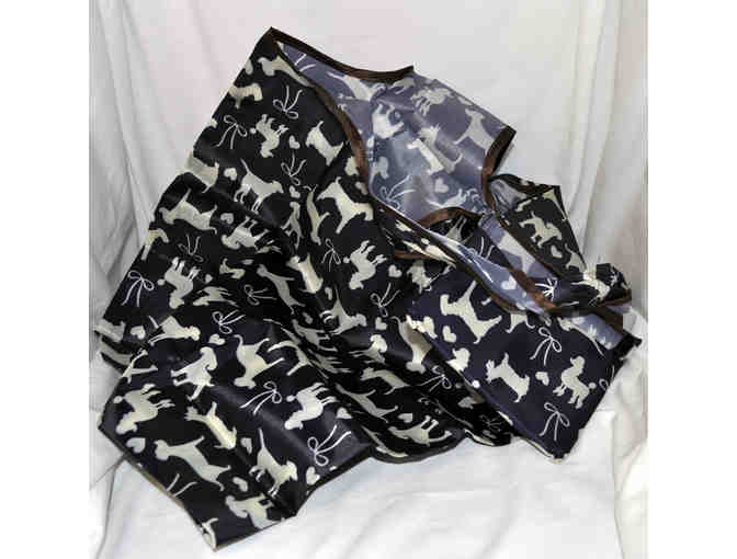 Black and White Dog Silhouette Market Tote - Lightweight & Foldable - Reusable