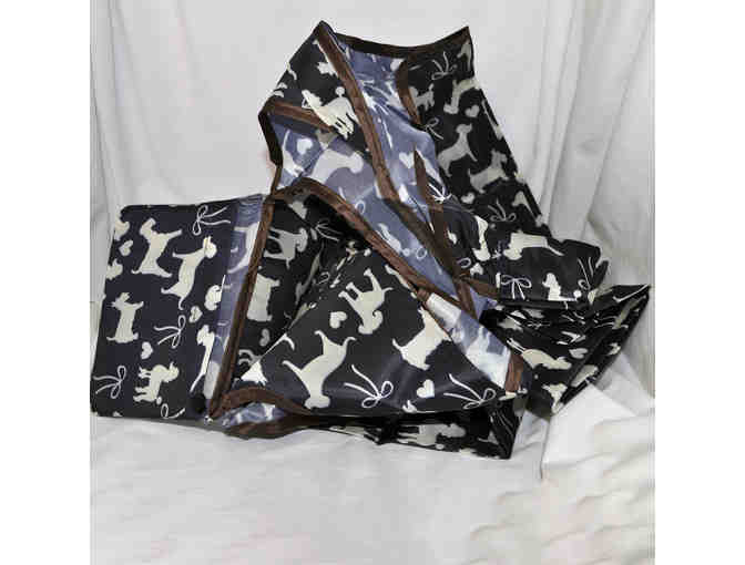 Black and White Dog Silhouette Market Tote - Lightweight & Foldable - Reusable