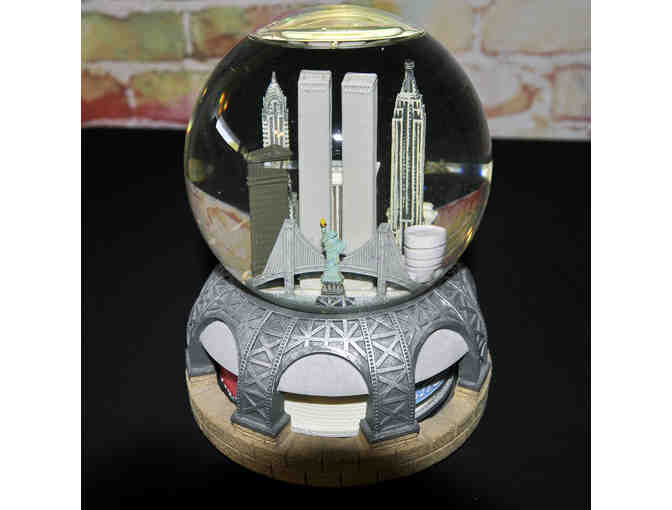 Large Vintage 1990 Snow Globe - Wind Up Music Box Plays NY - Subway Spins Under the City