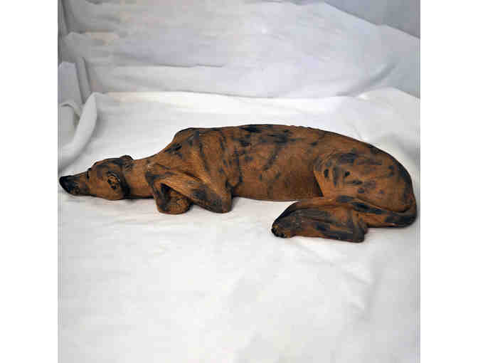 Vintage Sandicast Reclining Greyhound Dog Sculpture - Signed Sandra Brue 1994