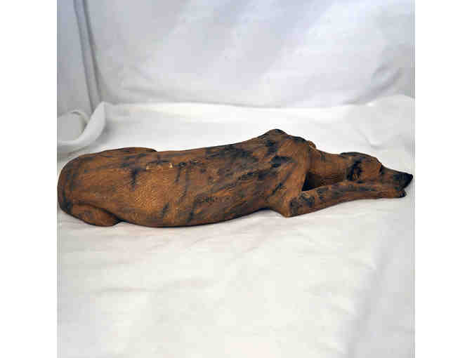 Vintage Sandicast Reclining Greyhound Dog Sculpture - Signed Sandra Brue 1994