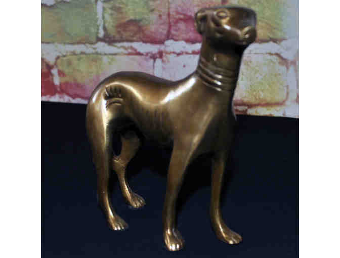 Vintage Standing Greyhound Dog Statue - Brass Figure