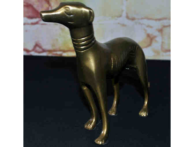 Vintage Standing Greyhound Dog Statue - Brass Figure