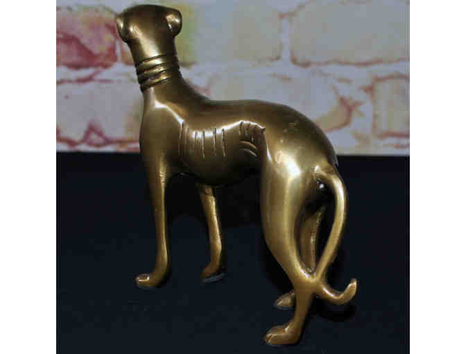 Vintage Standing Greyhound Dog Statue - Brass Figure