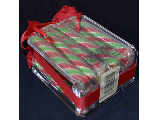 Vintage Saks Fifth Avenue Plastic Totes Bag Ornament witn Candy Sticks