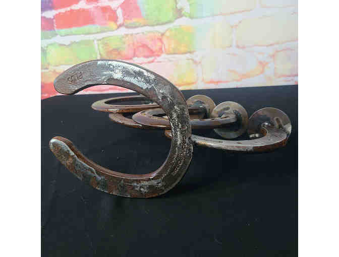 Horse Shoe Candelabra for 5 Candles - Hand Crafted From Pre-worn Iron Shoes