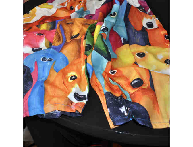 Cartoon Dog Print High Rise Wide Leg Pants, Women's Plus Loose Fit Wide Leg Pants - XL