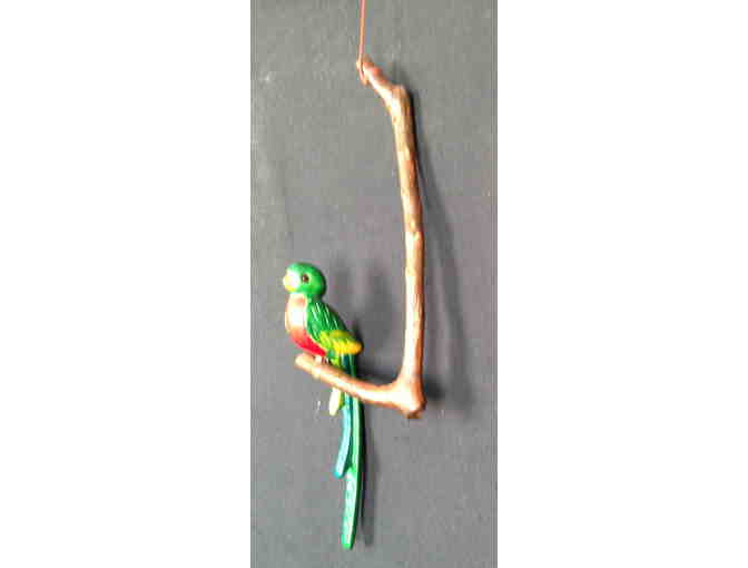 Wooden Quetzal Bird on a Perch