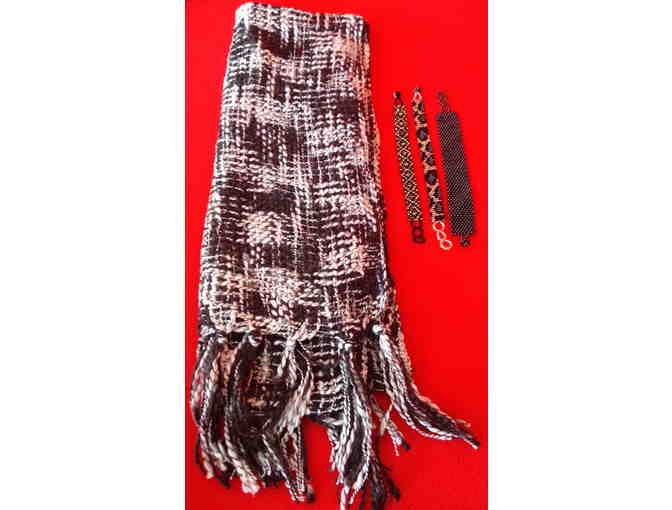 Black and White Scarf and Bracelet Set