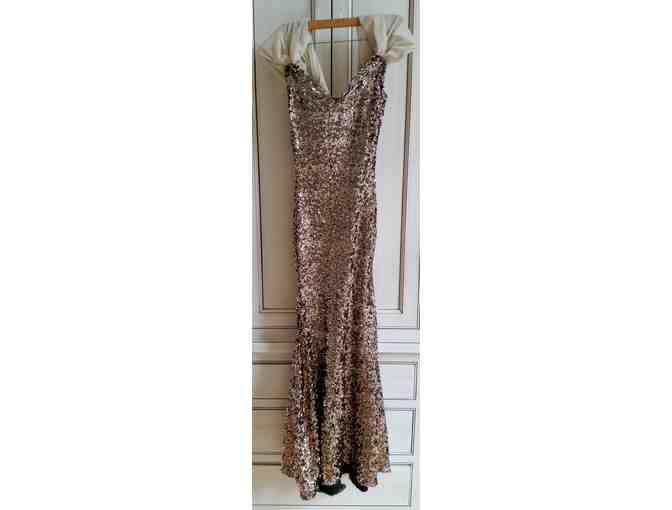 Custom Made Designer Sequin Gown (size-small) - Photo 2