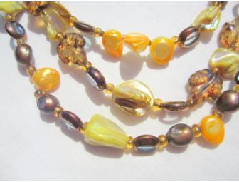 TRIPLE STRAND OF COLORS OF AUTUMN NECKLACE