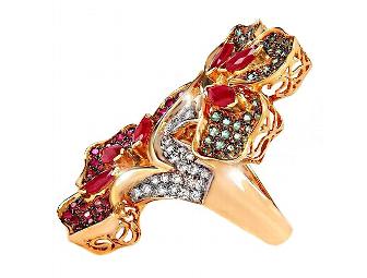 A WORK OF ART FOR YOUR FINGER!  COUTURE TO THE MAX! GENUINE BURMESE RUBIES and more!