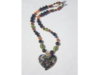 BJN 122 HAND CRAFTED COLORFUL HEART NECKLACE!