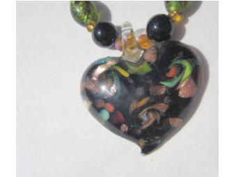 BJN 122 HAND CRAFTED COLORFUL HEART NECKLACE!