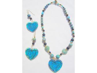 BJN 168 BOLD HEART NECKLACE AND EARRINGS ENSEMBLE