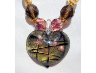 BJN162 BEAUTIFUL HEART NECKLACE W/ONYX, CITRINE AND MORE!