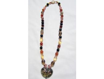 BJN162 BEAUTIFUL HEART NECKLACE W/ONYX, CITRINE AND MORE!