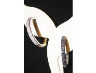 1 AWESOME GIFT!!!REVERSIBLE BLACK and/OR WHITE DIAMOND HOOP EARRINGS!