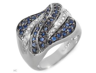 1 AWESOME GIFT!: ALLURING  COUTURE BLUE SAPPHIRE AND DIAMOND RING!!! - Photo 1