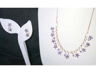 1 GREAT GIFT!!! 7 CARATS OF TANZANITE! NECKLACE AND EARRING ENSEMBLE!