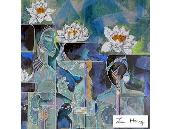 1 ONLY! FIVE STARCOLLECTIBLE!! 'Lotus' by Lu Hong DeLuxe Ltd. Ed. Serigraph /Rice Paper
