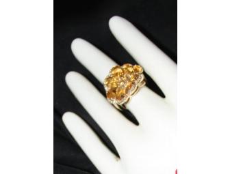 1 VERY SPECIAL COUTURE CITRINE AND DIAMOND FLORAL RING IN 14 KT YELLOW GOLD!