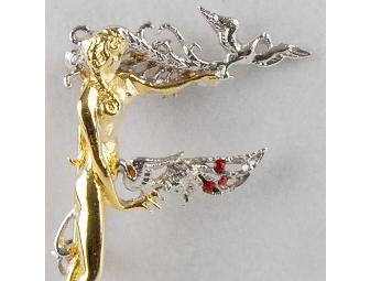 1 ERTE!! From the 'Father Of Art Deco', Collectible Art to Wear:  'F' Pendant/Brooch